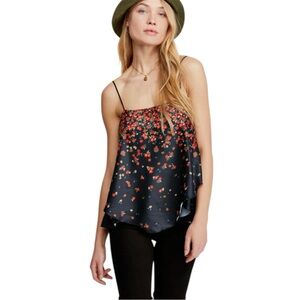 Free People Intimately Let Me Love Cami Satin Floral Draped Swing Tank Top Small
